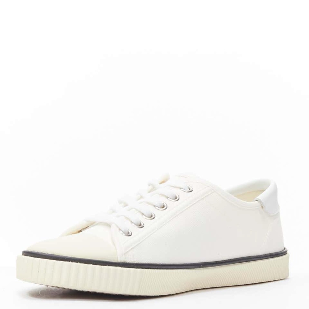 CELINE Hedi Slimane white canvas cream rubber toe cap low top sneaker - Picture 2 of 7